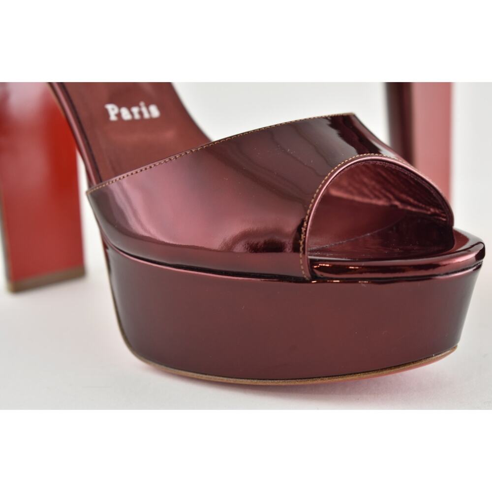 Christian Louboutin Sandaloo 130 Palio Red Platform Block Heel Sandal Pump 40 - Picture 6 of 16
